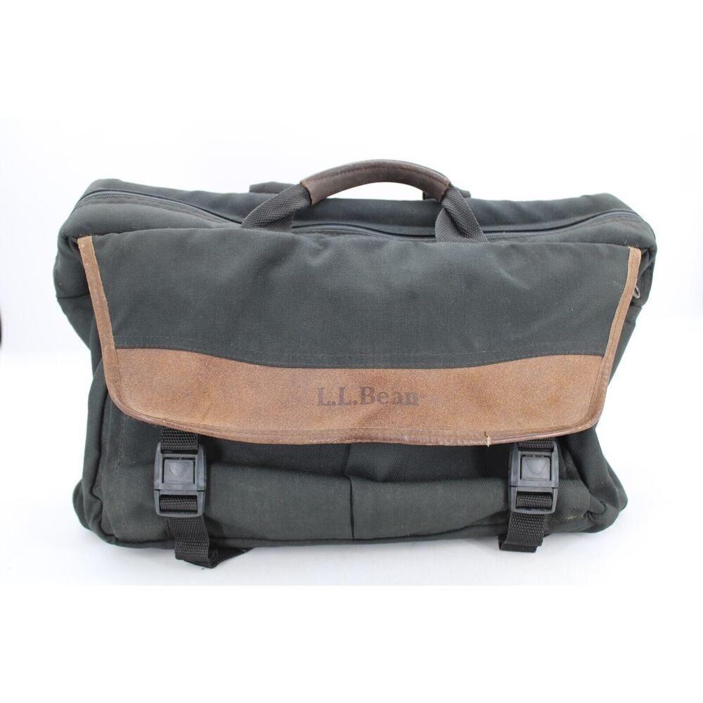 Vintage L. L. Bean Nylon/Leather Trim Laptop Messenger Briefcase Bag